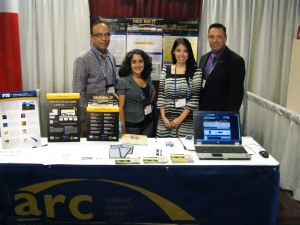 ARC Booth at DD&R 2012. From left, Himanshu Upadhyay, DOE Fellows (Elicek Delgado-Cepero and Lilian Marrero) and Program Director, Dr. Leonel Lagos