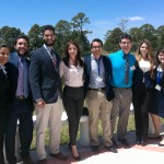 FIU STEM Students at the Life Science South Florida Symposia 2015. Left to right: Christine Wipfli, Aref Shehadeh, Christian Pino, Kiara Pazan, Lararo Mesa, Andres Arango, Alejandra Vivas, and Elsa Bravo