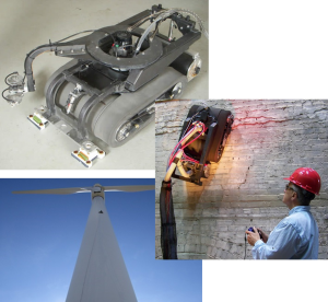 Robotic Climber platform developed by International Climbing Machine for application of site characterization and decontamination tools (can climb walls, tanks, ships, buildings, dams, towers, wind turbines, etc.)