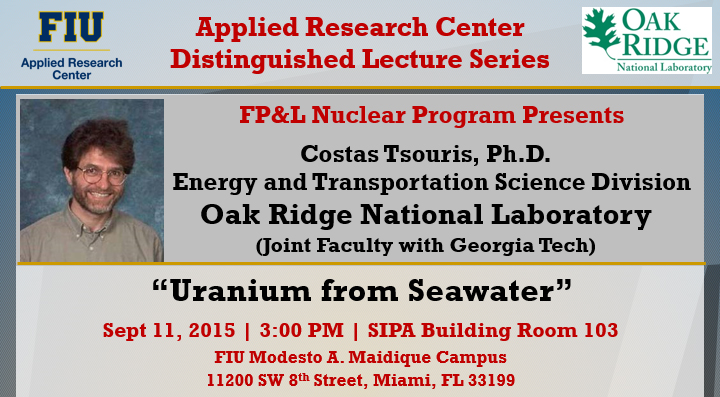 “Uranium from Seawater” by Costas Tsouris, Ph.D.