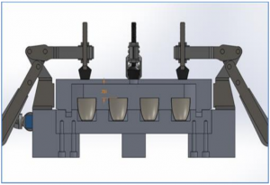 Diagram of isopiestic chamber assembly with aluminum block and nickel crucibles