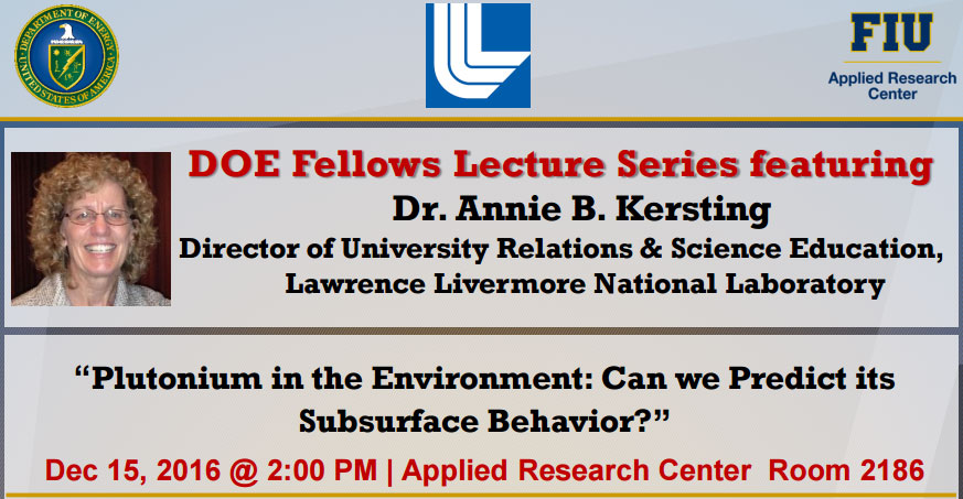 Plutonium in the Environment: Can we Predict its Subsurface Behavior? by Dr. Annie B. Kersting