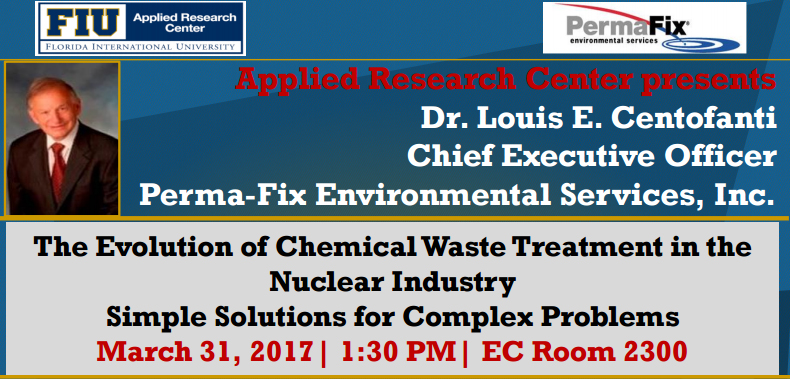 The Evolution of Chemical Waste Treatment in the Nuclear Industry Simple Solutions for Complex Problems by Dr. Louis E. Centofanti
