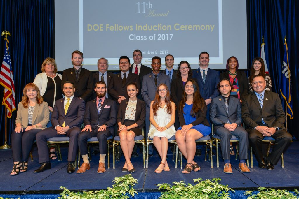 EM and Florida International University officials join the DOE Fellows Class of 2017 and other guests at the recent induction ceremony.