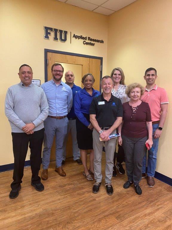 From left: Leonel “Leo” Lagos, DOE Fellows Program director; Bryan Ortner, Savannah River Nuclear Solutions (SRNS) acting senior vice president of Workforce Services and Talent Management; Anthony Abrahao, Florida International University (FIU) research scientist; Angela Martin, SRNS talent acquisition manager; Ken Burrows, SRNS director of engineering technical services; Carla Wheeler, SRNS engineering staffing and development manager; and FIU senior research scientists Yelena Katsenovich and Ravi Gudavalli.